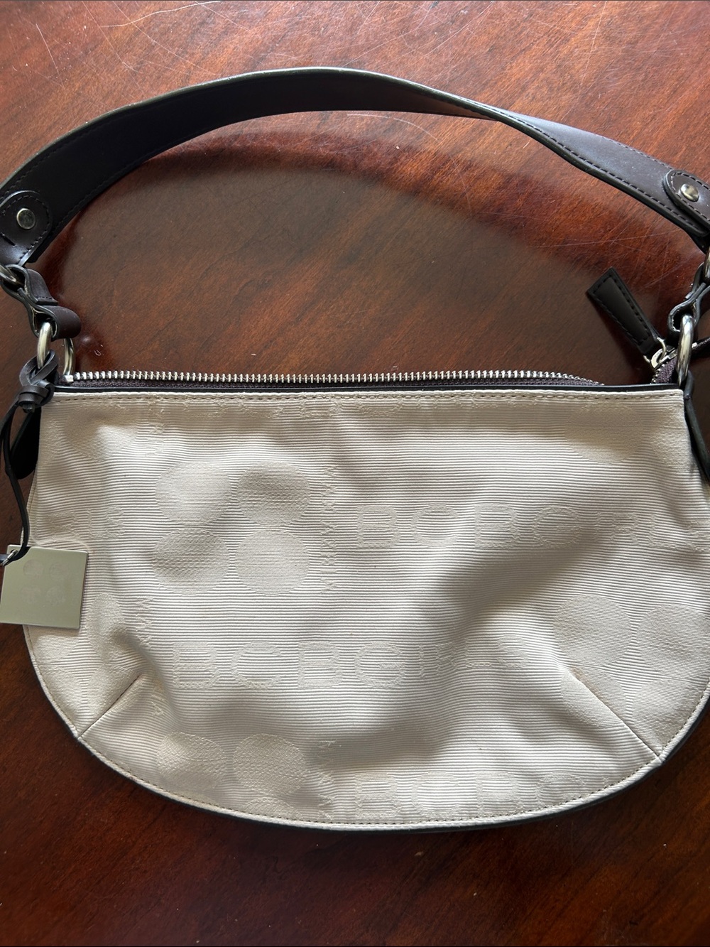 BCBGirls Cream Shoulder Bag with Dark Brown Strap
